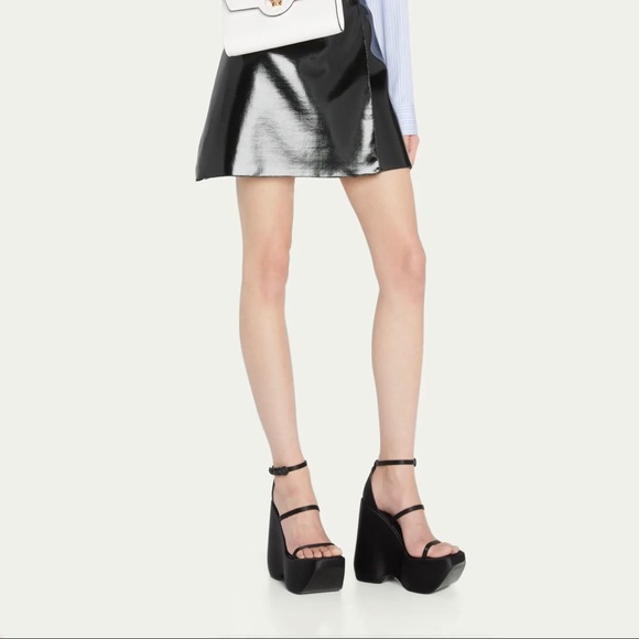 Versace 3 Strap Satin Platform Wedge Sandals size 37 - Picture 3 of 14